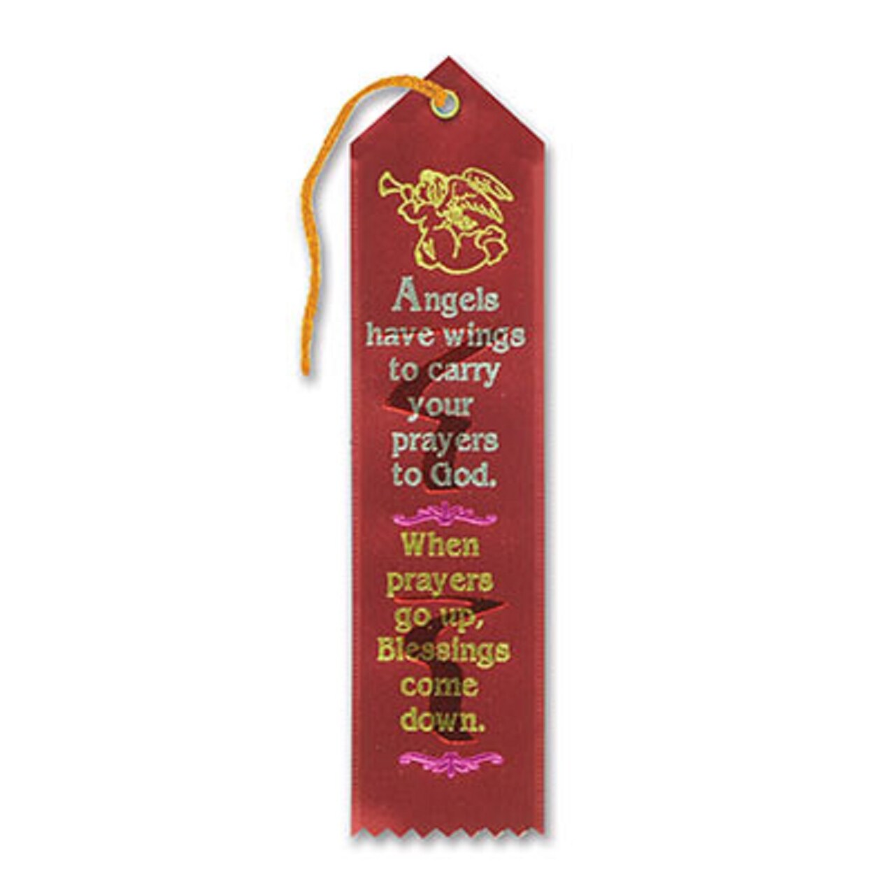 Beistle Pack of 6 Red "Angels Have Wings Award" Decorative Award Ribbon Bookmarks 8"
